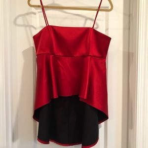 Red satin ZARA peplum top - NWT